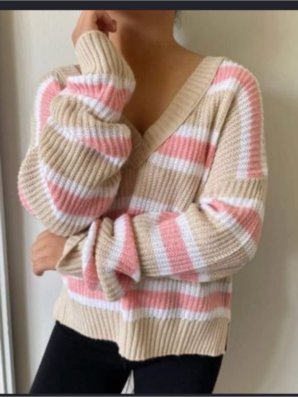 Wild Fable Striped V-Neck Sweater